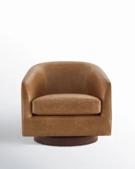 Bennett Genuine Leather Swivel Barrel Chair