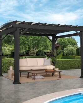 12×10 Stratford Traditional Steel Pergola With Sail Shade Soft Canopy