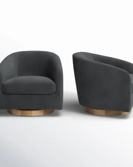 Upholstered Swivel Barrel Chair (Set of 2)