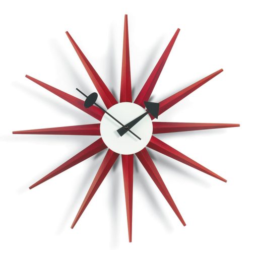 George Nelson Sunburst Clock - Red