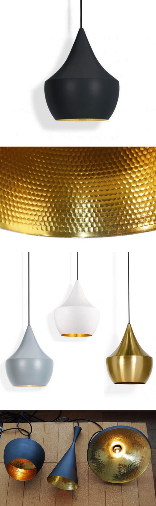 Beat Pendant Light Fat 9.5-inch Black/Copper Pendant from Tom Dixon
