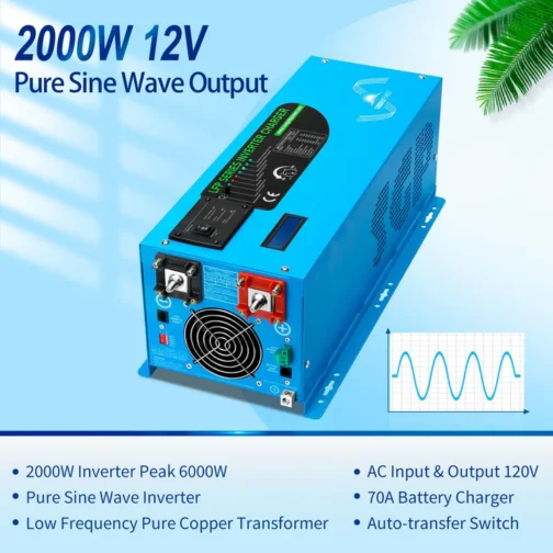 2000W DC 12V Pure Sine Wave Inverter With Charger - Image 2