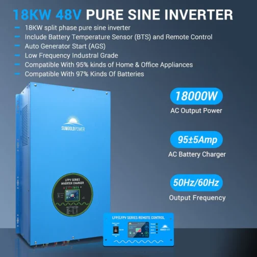18000W 48V Split Phase Pure Sine Wave Inverter Charger - Image 2