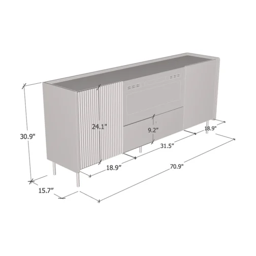 Brandy 180 WH-EF Fireplace Sideboard - Image 2