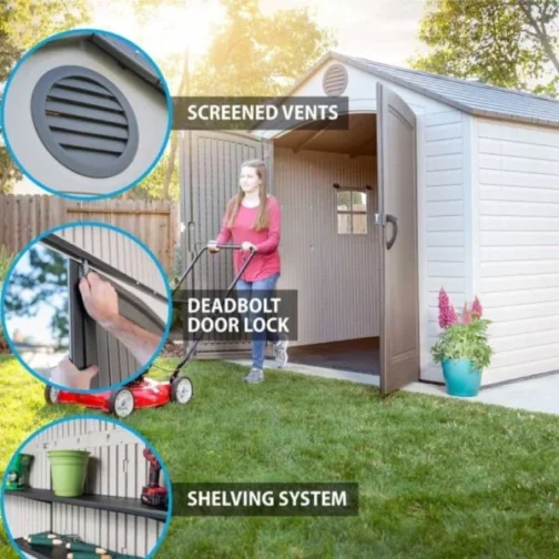 Lifetime 8×15 Plastic Storage Shed Kit W/ 2 Windows - Image 2
