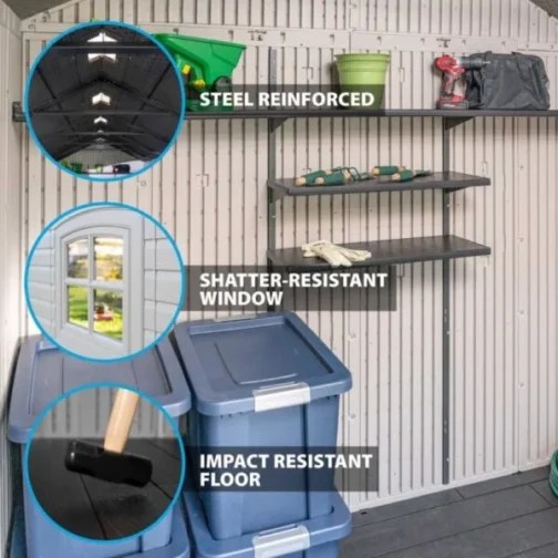 Lifetime 8×15 Plastic Storage Shed Kit W/ 2 Windows - Image 4