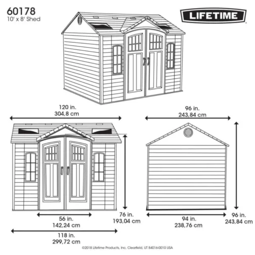 Lifetime 10×8 Plastic Garden Storage Shed W/ Floor - Image 5