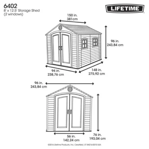 Lifetime 8×12.5 Plastic Storage Shed Kit W/ Floor - Image 6