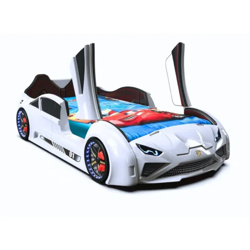LAMBO Race Car Bed for Kids w/LED Lights & Sound Effects