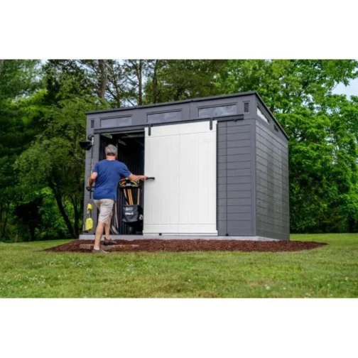 Suncast Modernist 10 ft. x 7 ft. Barn Door Storage Shed - Image 2