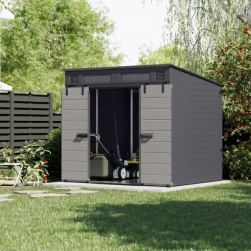 Suncast Modernist® 8 ft. x 7 ft. Dual Barn Door Storage Shed - Image 3