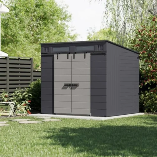 Suncast Modernist® 8 ft. x 7 ft. Dual Barn Door Storage Shed - Image 6