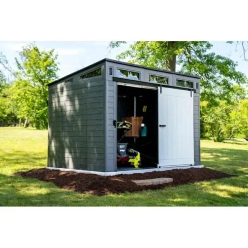 Suncast Modernist 10 ft. x 7 ft. Barn Door Storage Shed - Image 4